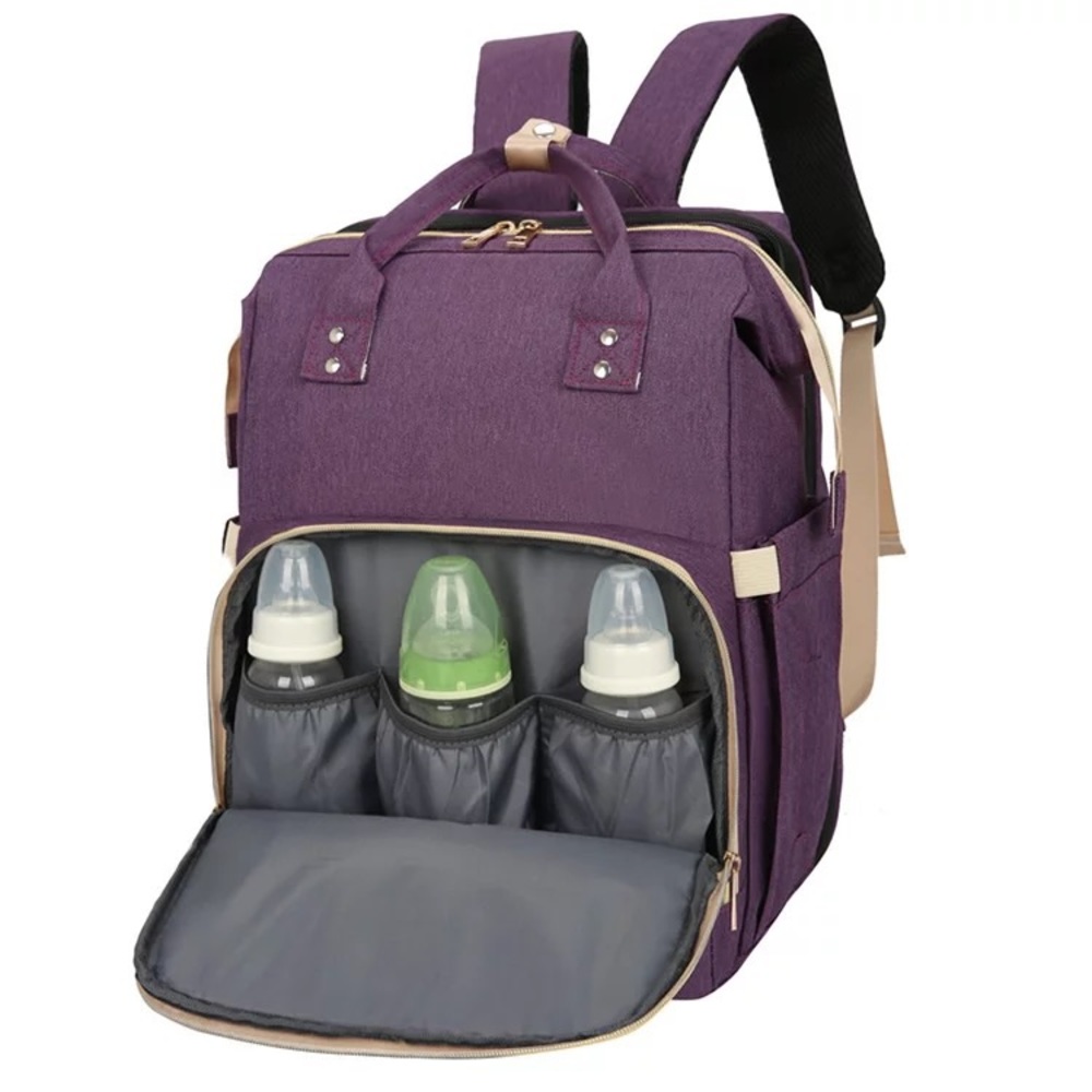 Diaper Backpack Changing Station Baby Crib Purple